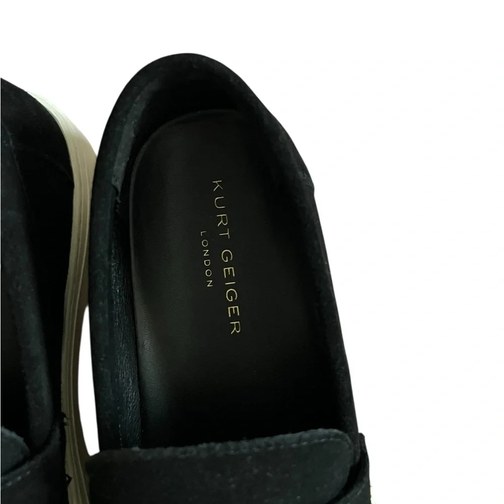 Kurt Geiger Mens Size 43.5 US 10 Suede Leather Black Penny Loafers Shoes Exc!